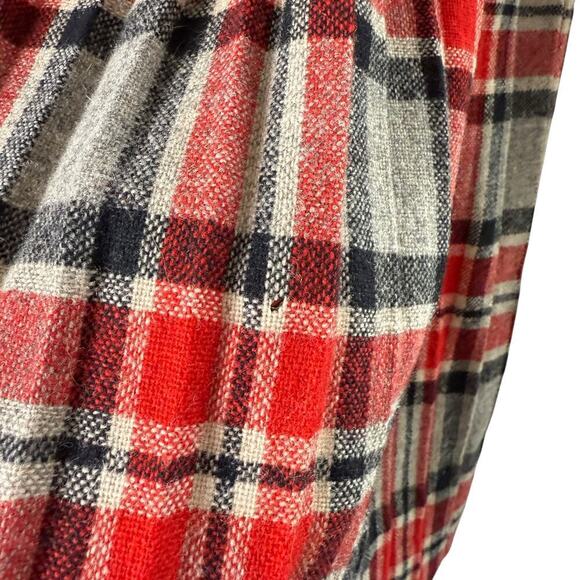 Vintage 70s Wool Pleated Skirt Red Gray Plaid Tartan‎ High Waist, Size Small - Picture 7 of 10